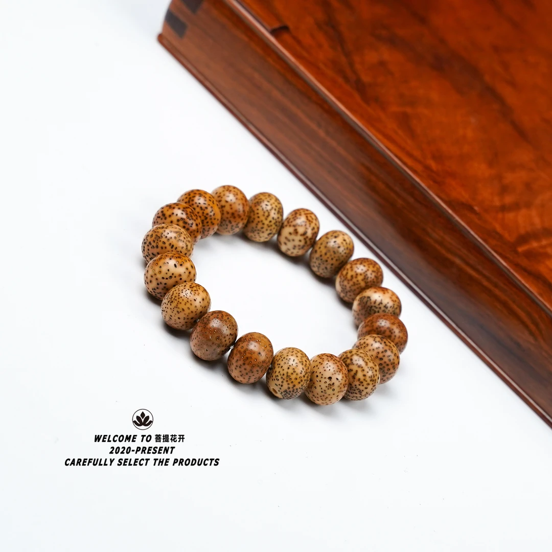 【15、16尺寸虎皮色帝珠】原生态陈化料星月菩提单圈手串
