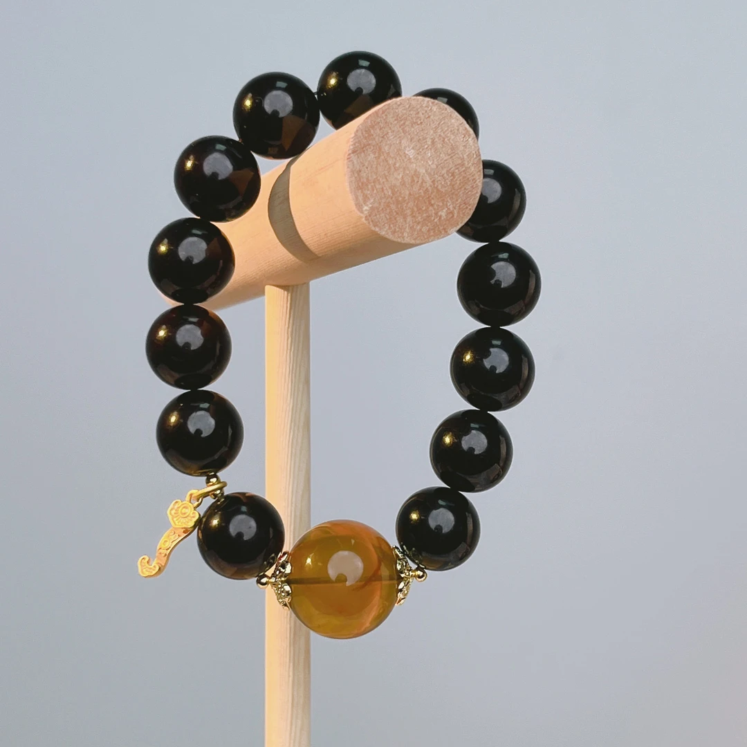 藏景阁珠宝13+缅甸天然翳珀手串时尚气质精美百搭轻奢珠珠