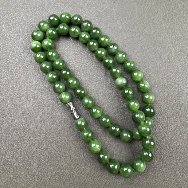 藏景阁珠宝-天然和田玉碧玉菠菜绿项链妈妈链颈链大气典雅经典