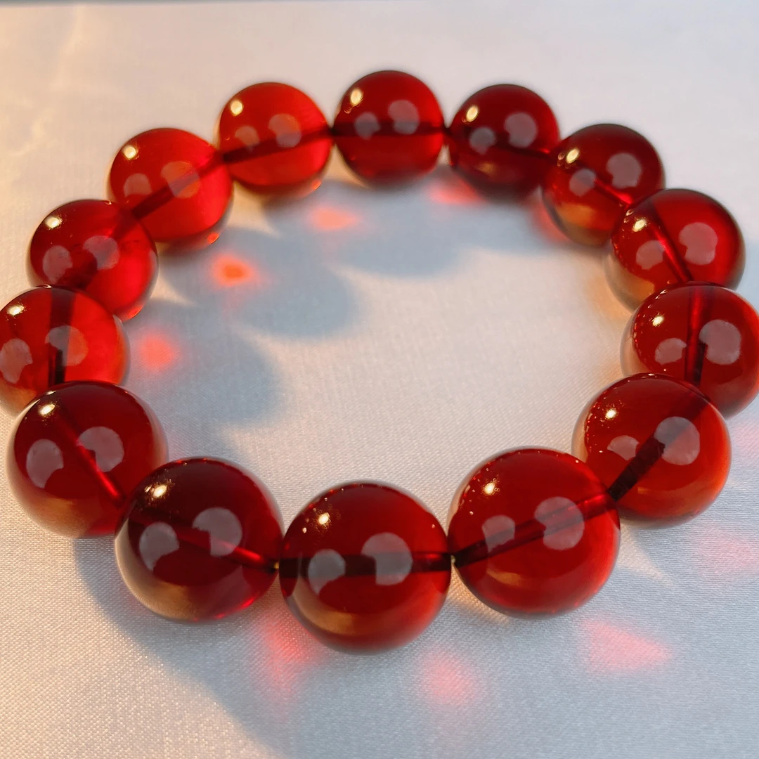 藏景阁珠宝16+圆珠缅甸天然琥珀手串时尚气质精美百搭轻奢民族风