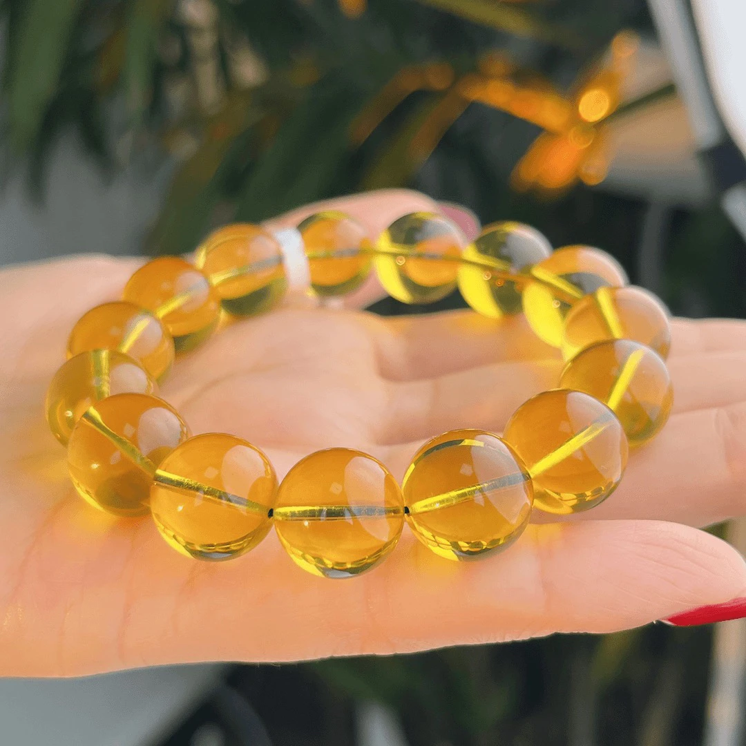 藏景阁珠宝-13+墨西哥蓝珀手串3A净水手串经典奢华精美单圈气质