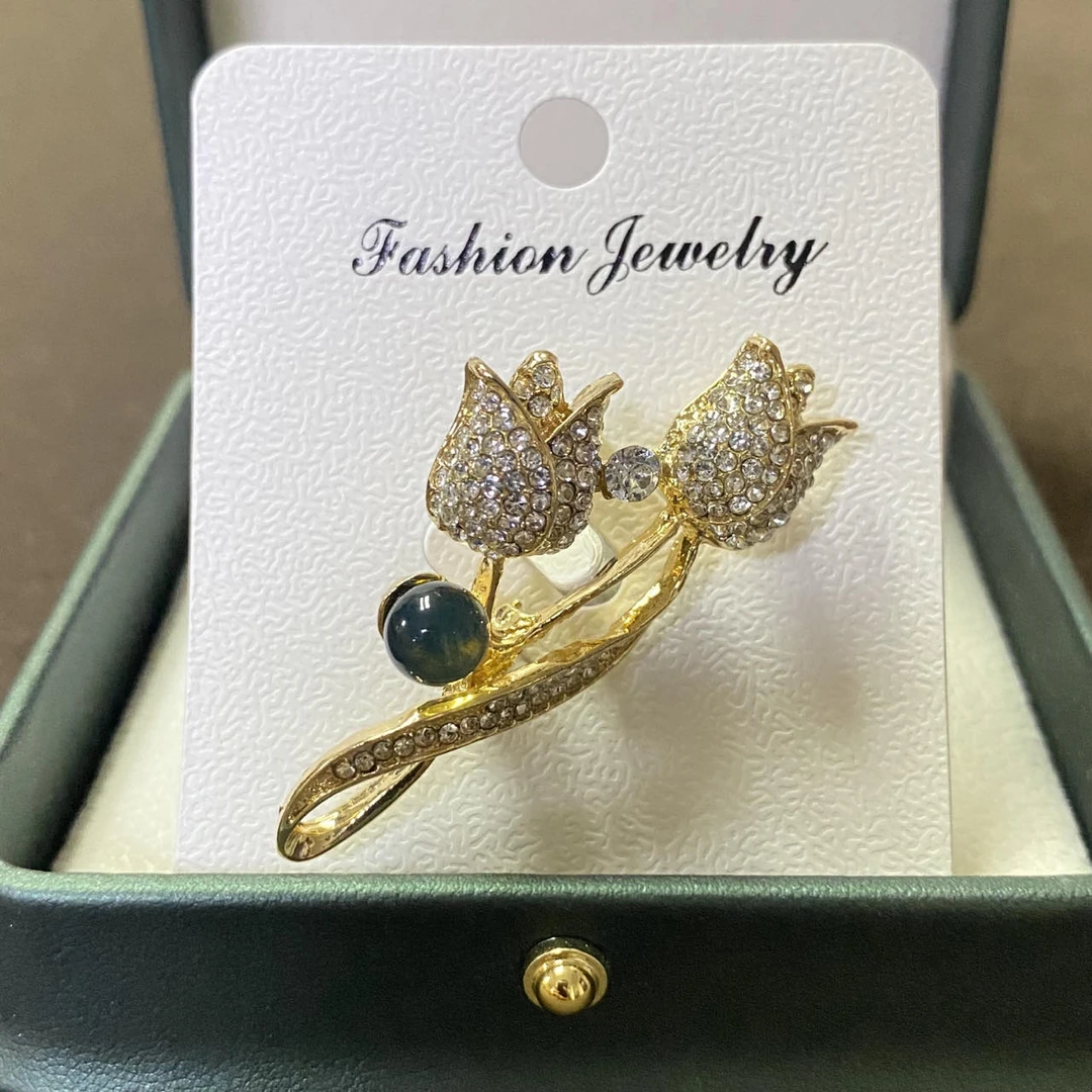 天然蓝珀郁金香胸针