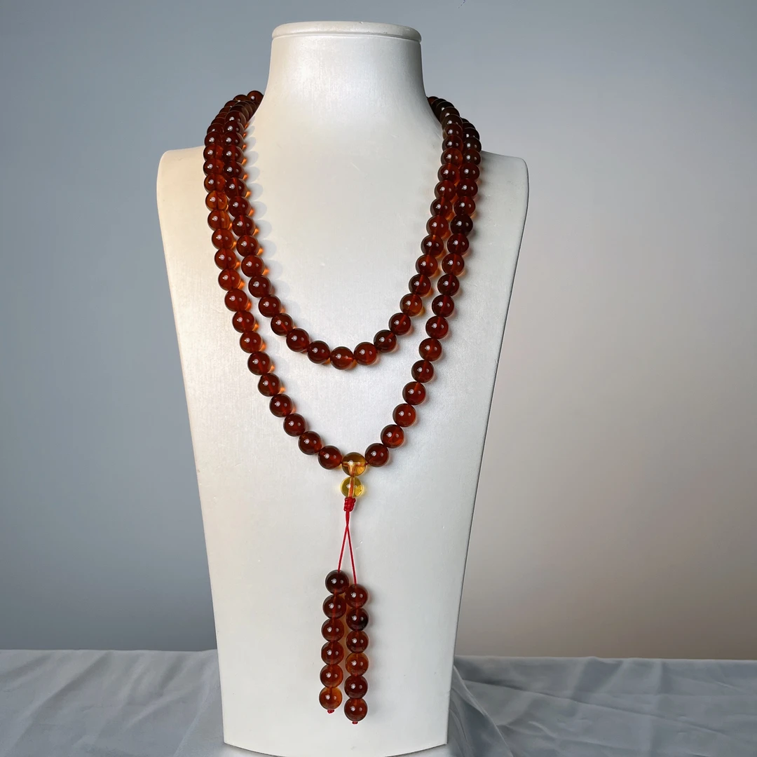 藏景阁珠宝 9+缅甸天然茶珀灵草珀108项链时尚气质复古精美百搭