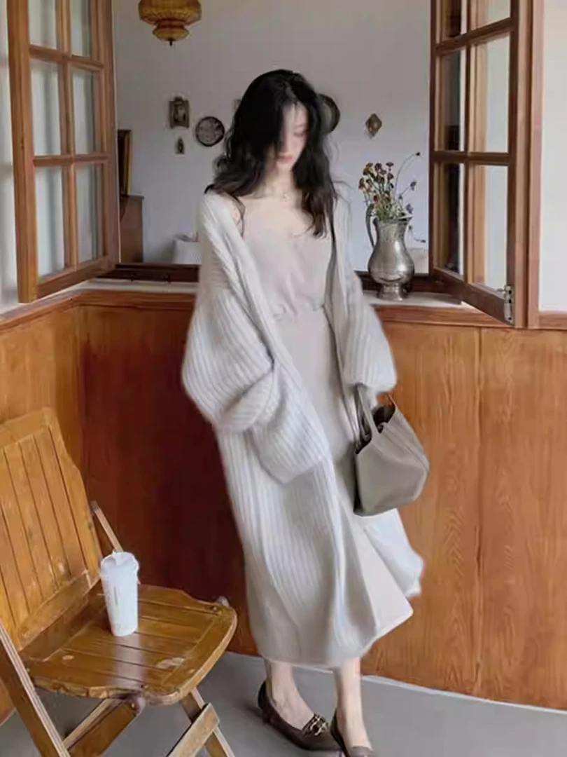 中长款过膝宽松慵懒风外穿高级感外套上衣潮2024秋冬季新款毛衣女