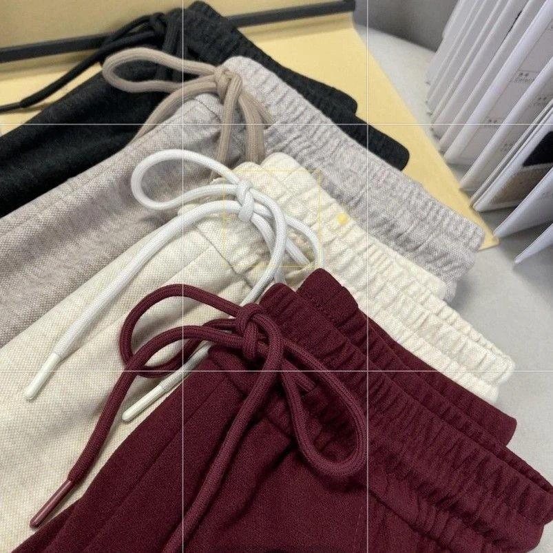 加绒裤女2024秋冬新款显瘦高腰运动休闲阔腿长裤宽松直筒加厚黑色