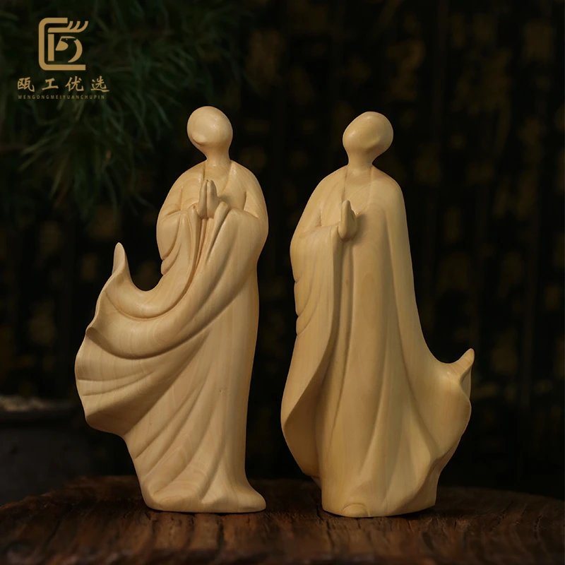 黄杨木无相佛桌面摆件中式禅意木雕人物居家玄关装饰办公工艺品