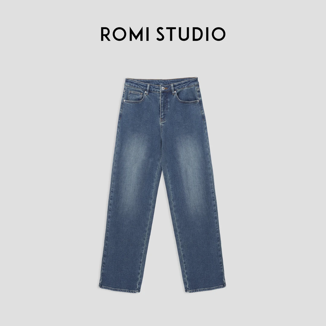ROMI STUDIO”丹宁羽 绒裤“土耳其腔调穿搭弹力加绒牛仔裤23AWN770