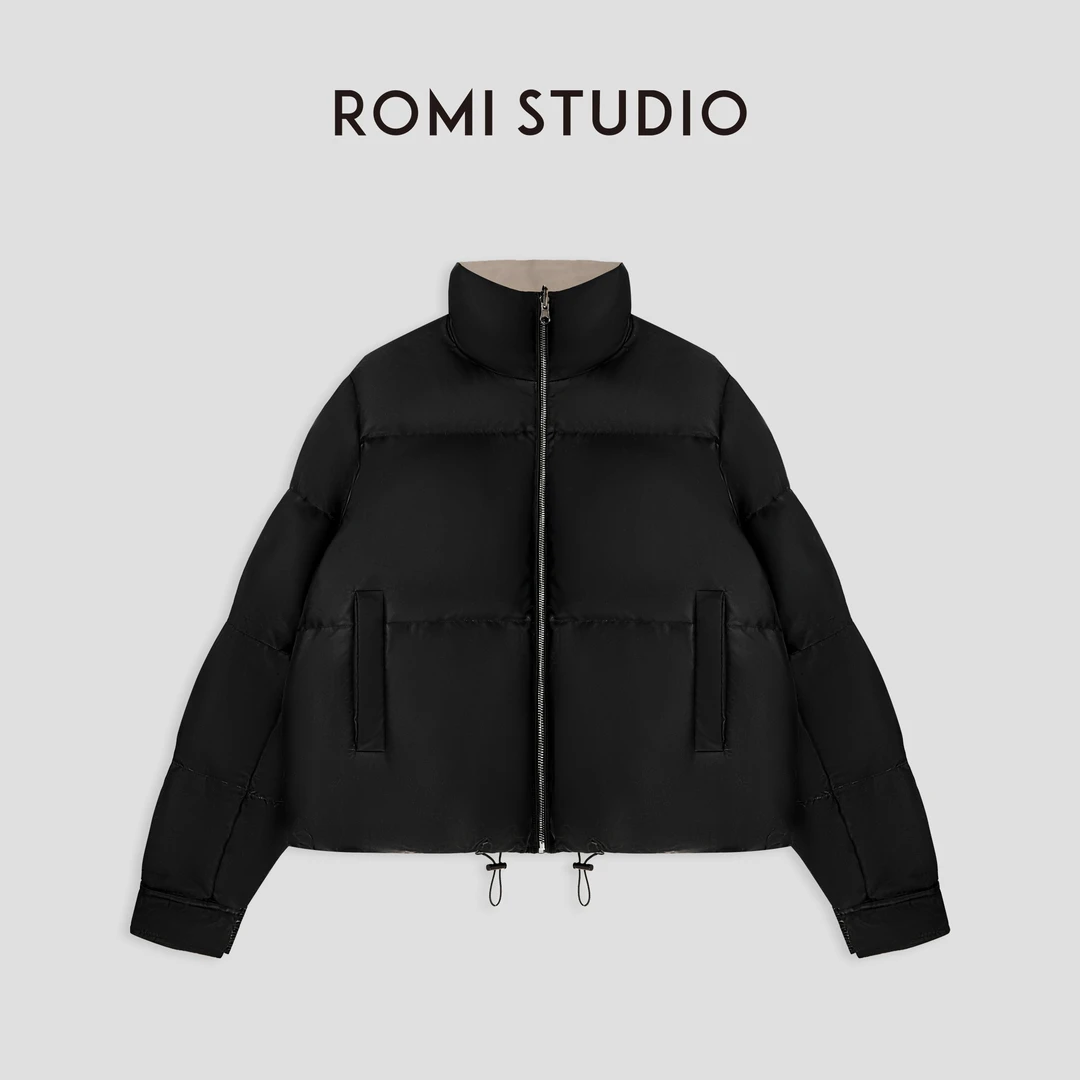 ROMI STUDIO“优雅过冬”腔调穿搭两面穿白鹅绒短款羽绒服23AWW248