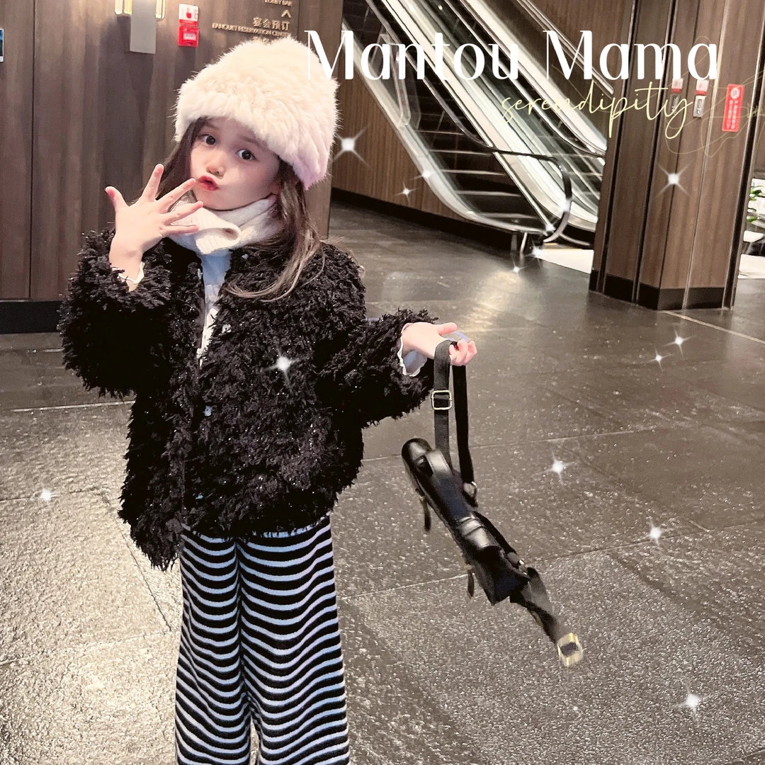 【馒头妈妈】【亲子·新款】小香风细闪外套冬季女童高级轻奢加绒加厚