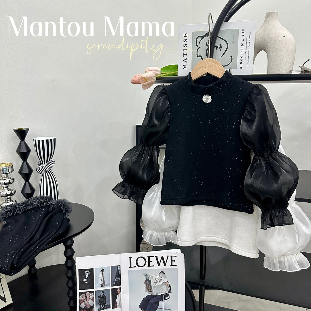 【Mt studio】【新款】公主泡泡袖打底内搭衫秋冬女童柔软百搭上衣