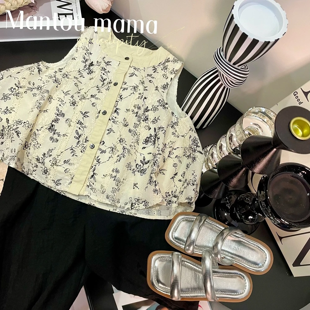 【Mt studio】【现货】水墨提花法式娃娃套装夏季女童精致时尚气质