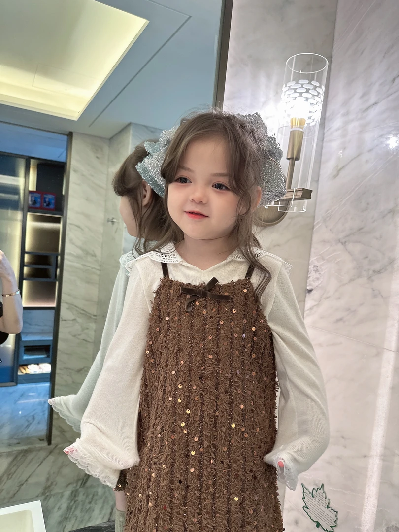 【Mt studio】【现货】毛感亮片吊带连衣裙春秋女童精致气质公主洋气