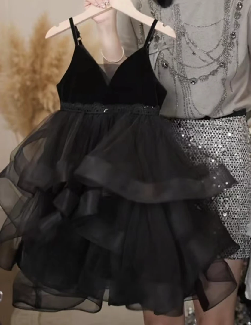 【Mt studio】【现货】超蓬四季黑天鹅吊带裙春秋女童精致公主洋气