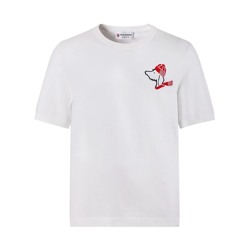 夏季新款圆领透气针织小狗T恤上衣B0487