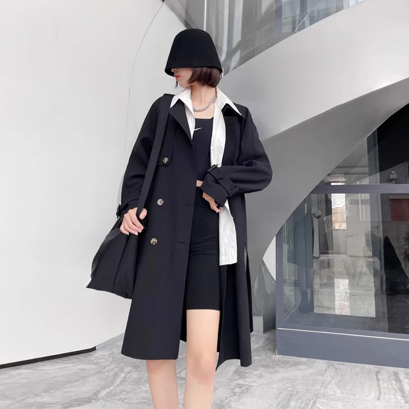 【工厂尾单】风衣外套男女春秋款宽松显瘦气质百搭系带收腰过膝大衣