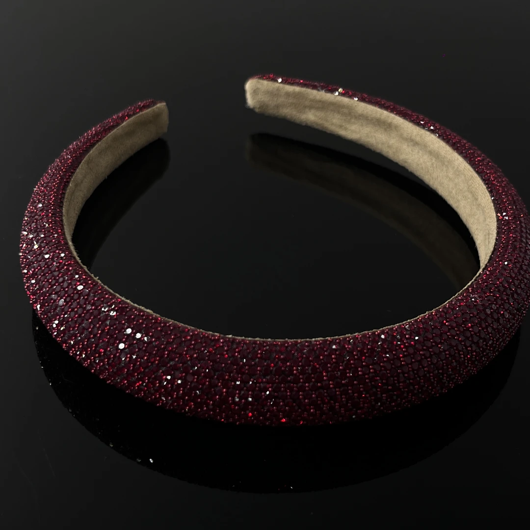 【酒红满钻发箍】高级感气质发箍增高颅顶外出百搭洋气时尚满钻发箍