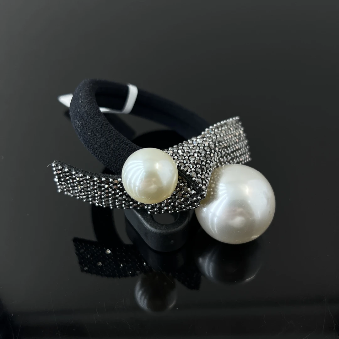 【大珠珠带钻发圈】气质时尚百搭黑色发饰头绳头饰轻奢精致韩版