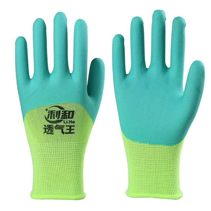 劳保手套浸胶耐磨防滑皱纹透气王加强指工作防护涂胶乳胶手套