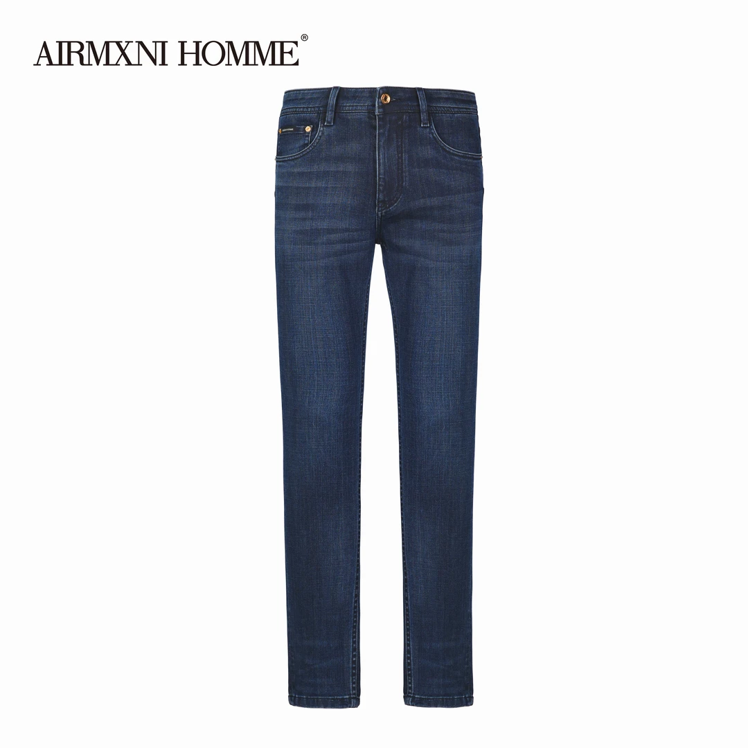 AIRMXNIHOMME春夏新款蓝色时尚时尚修身小直筒弹力男士牛仔裤