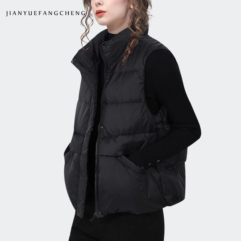 保暖白鸭绒2024冬羽绒服马甲外套女轻薄款宽松无袖短款WJ22392