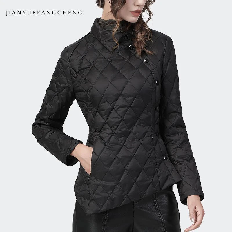 中长款轻薄羽绒服女短款秋冬时尚小个子白鸭绒黑色外套WG16658