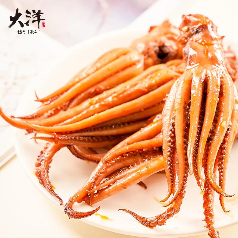 大洋香辣鱿鱼须即食海鲜铁板味鱿鱼零食小麻辣鱿鱼足八爪鱼笋1g