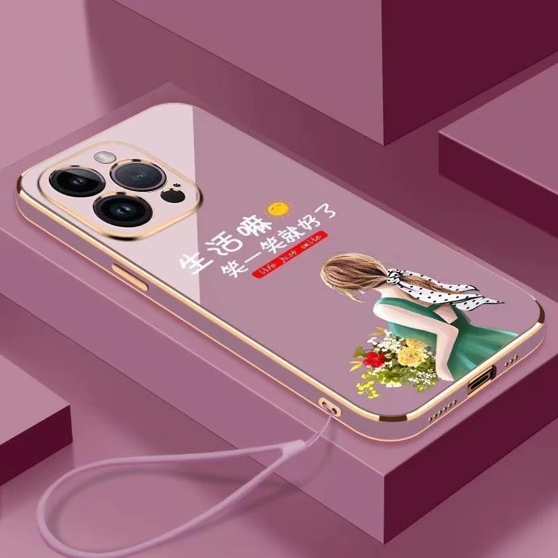 电镀笑一笑适用苹果/华为/oppo/小米/vivo手机壳女款防摔硅胶软壳