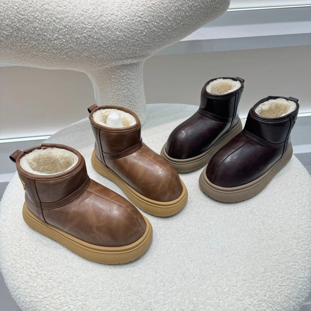 【小皮卡】2024大头丑萌软底软皮东北零下防寒保暖百搭雪地靴棉