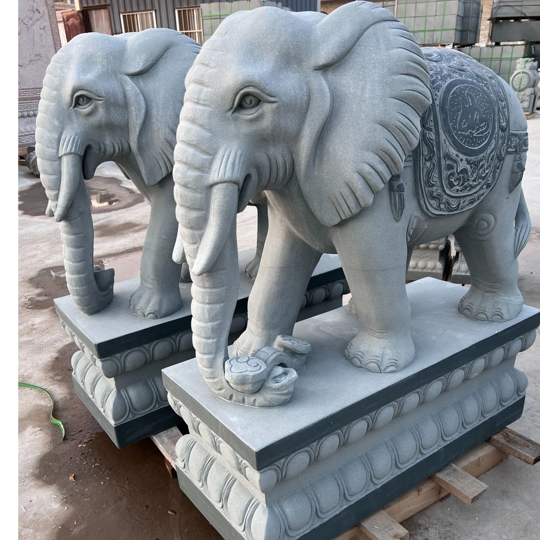 石雕大象一对青石汉白玉石象家用门口看门招财花岗岩石头小象摆件