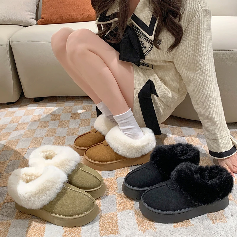 短筒雪地靴时尚百搭厚底加绒加厚保暖秋冬雪地靴网红爆款女士棉鞋