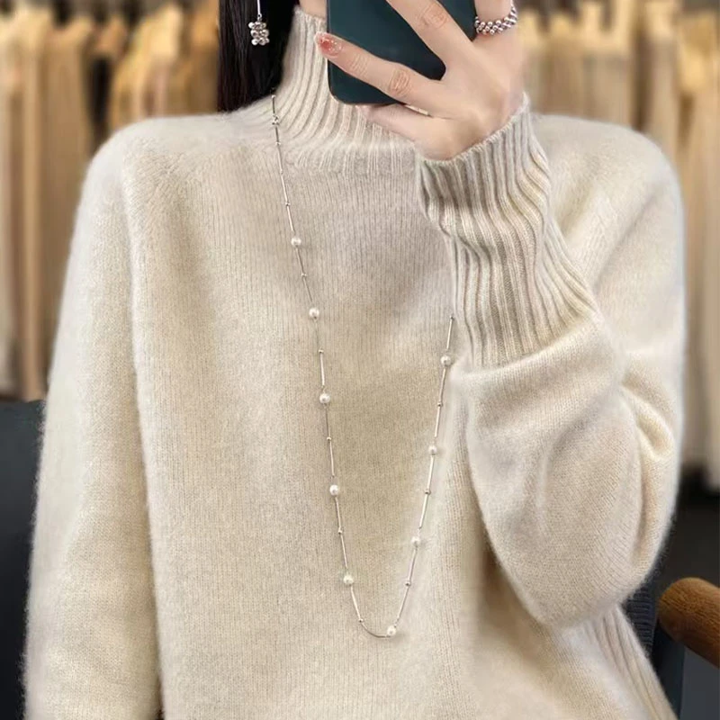 打底衫毛衣针织宽松半高领秋冬网红时尚打底衫毛衣针织宽松半高领