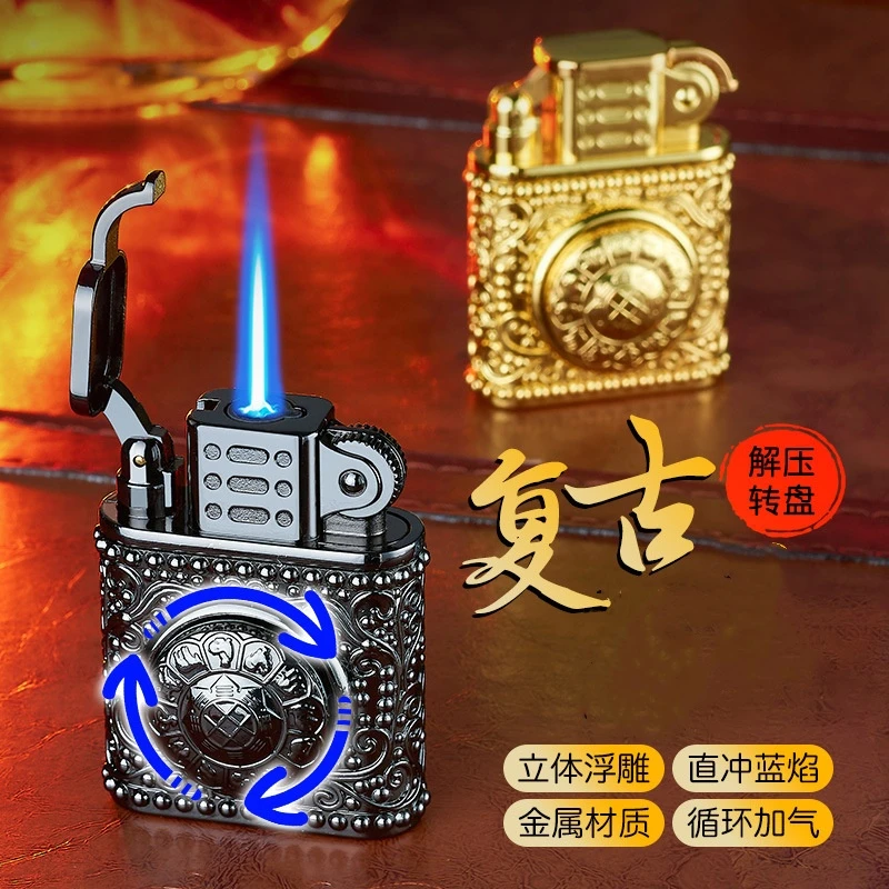 新款创意个性红焰防风男士打火机按压直冲立体浮雕网红高颜值礼物