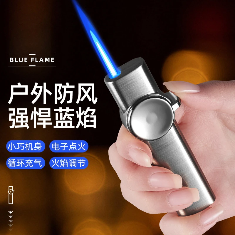 网红防风个性户外创意打火机蓝色火焰便携式复古迷你打火机送礼物