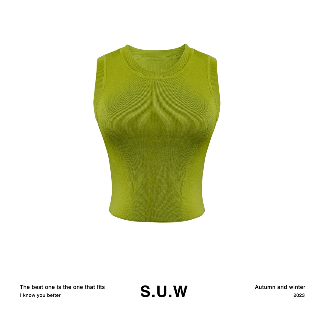 S.U.W 凘优维 2023夏季新款 精致时尚百搭上衣背心女高端针织衫