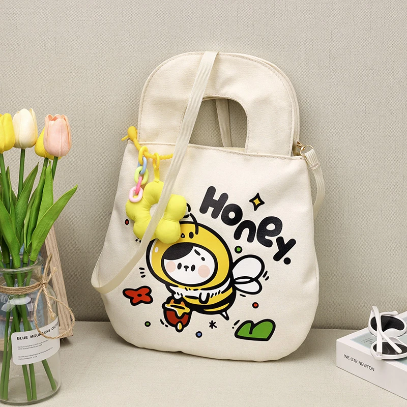 日系原宿可爱古着感少女手提包韩国ins复古大容量学生慵懒风帆布