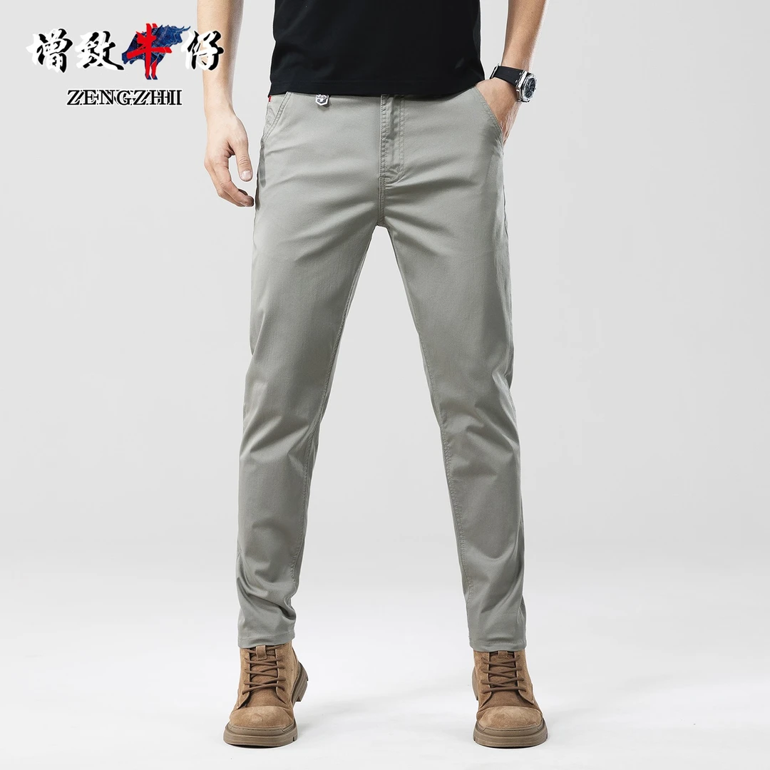 ZENGZHI/增致牛仔999C卡其色男士休闲裤夏季款高端百搭弹力小直筒