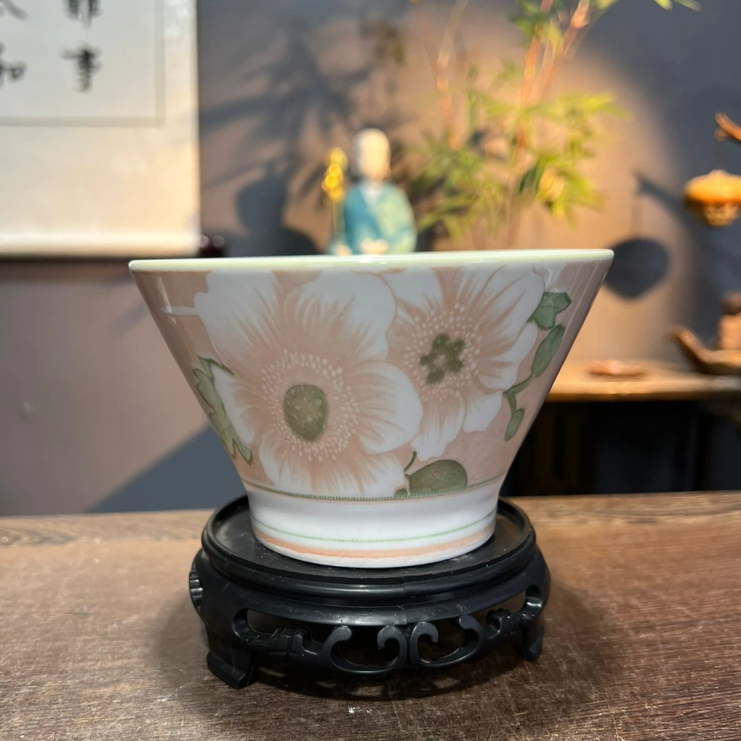 创意斗笠园山茶花花盆绿植盆栽盆景造景盆13*8CM