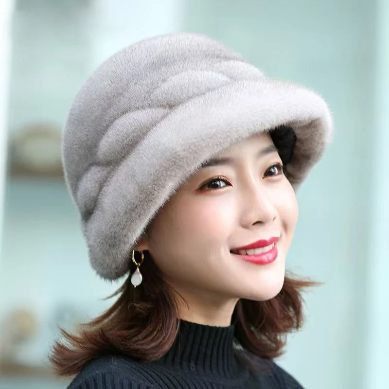 水貂皮帽子女士冬季水貂毛护耳保暖新款太阳帽女冬季皮草礼帽