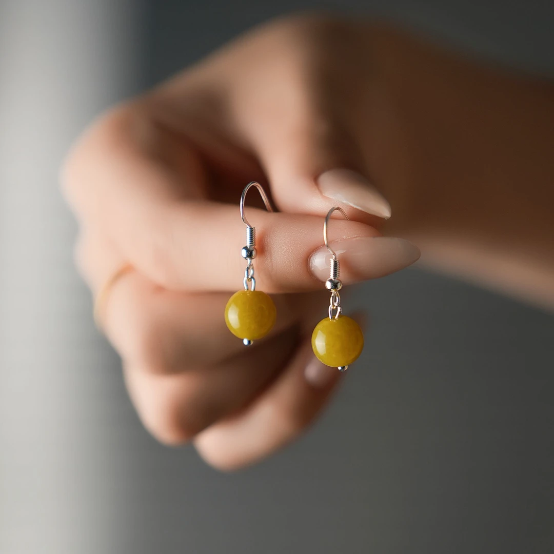 【达人专享】牛油果耳钉耳饰珠珠吊坠搞基轻奢复古百搭耳环C款3.1g