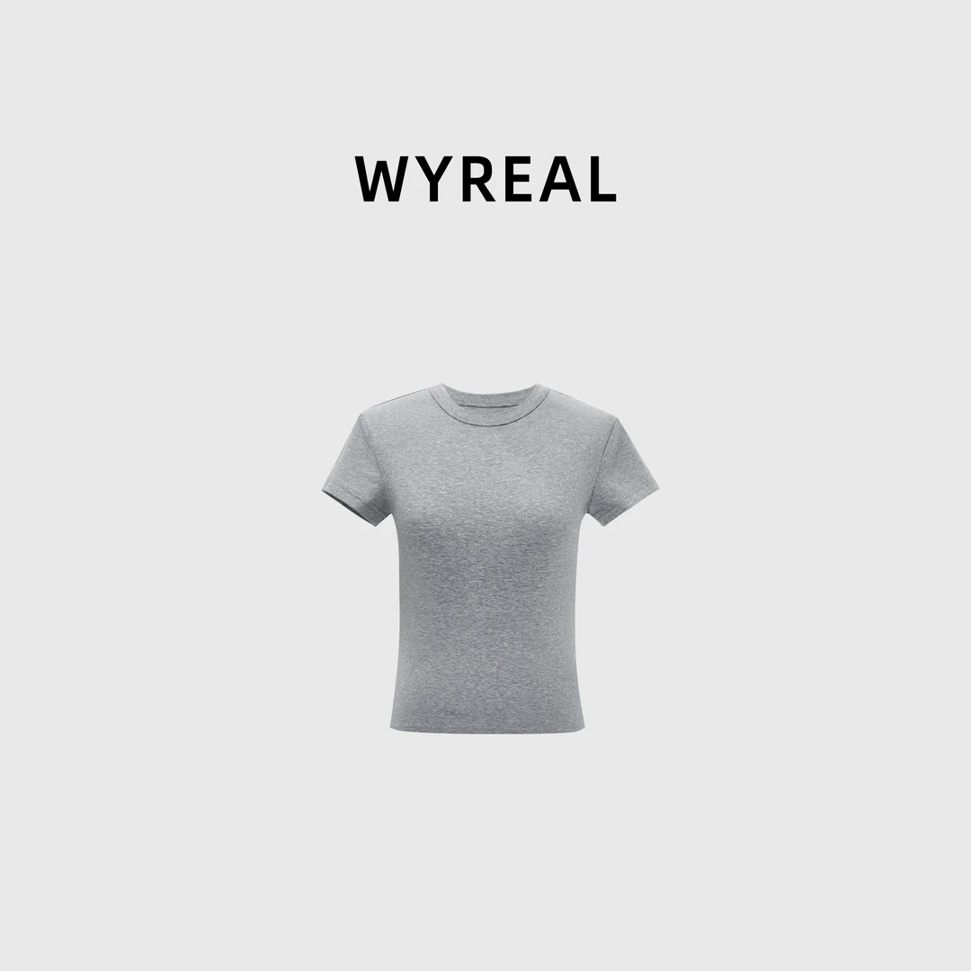 小野【清仓福利】显瘦正肩修身女基础灰短袖纯色t恤上衣028