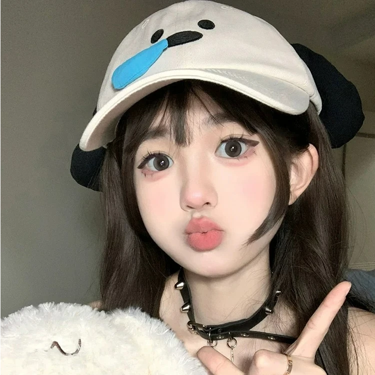 可爱鼻涕小狗棒球帽女夏季2024新款甜妹显脸小防晒遮阳鸭舌帽子