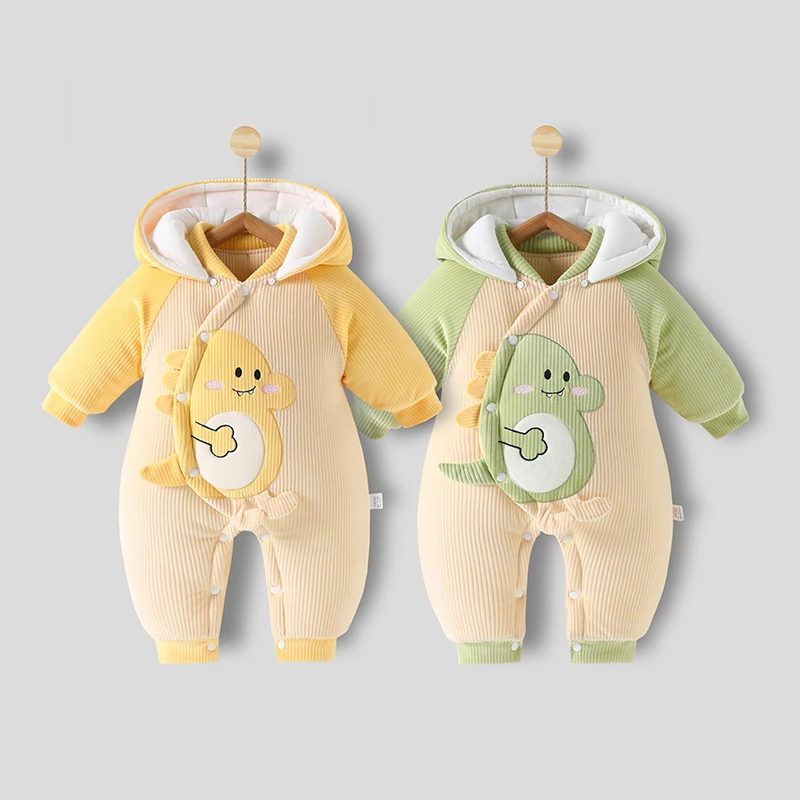 婴儿连体衣新生儿外出服加厚棉服可拆帽0-6个月加棉宝宝棉袄冬季