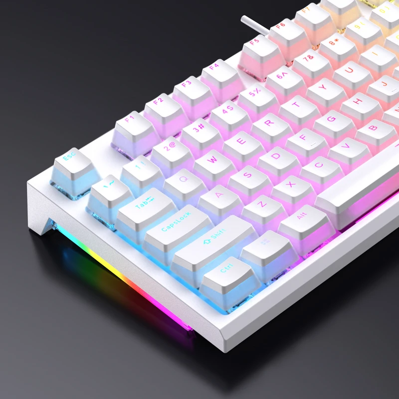 机械键盘新版双皮奶布丁透光键帽闭口PBT二色OEM61/68/84/87/104