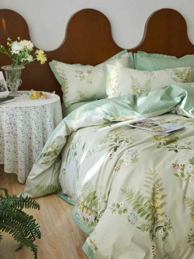 喜梦 铂金柔棉全棉四件套花卉宽边系列