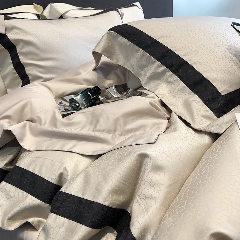 MARK CROSS高奢兰精天丝棉四件套纯色提花床上用品