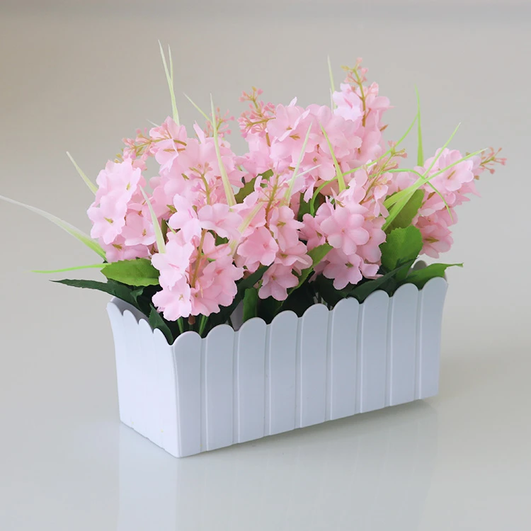 风信子仿真塑料花方盆花篮套装单束客厅家居装饰品餐桌茶几小摆件
