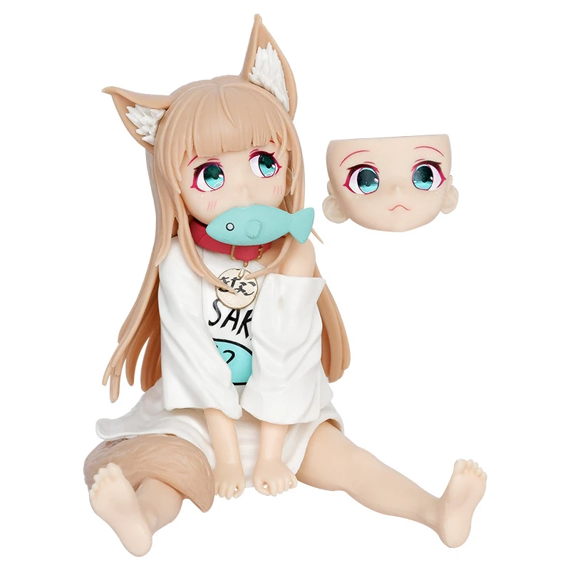 黄豆粉手办 猫娘坐着吃鱼我家猫猫是可爱的女孩子美少女模型