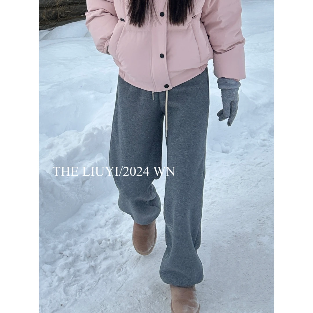 【LIUYI】下雪裤~冬季高克重加厚绒两穿卫裤411181