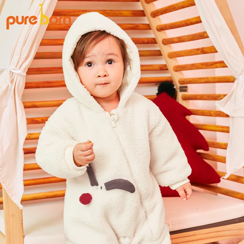 博睿恩新生婴儿爬爬服秋冬季过年衣夹棉连体衣红色加厚新年拜年服
