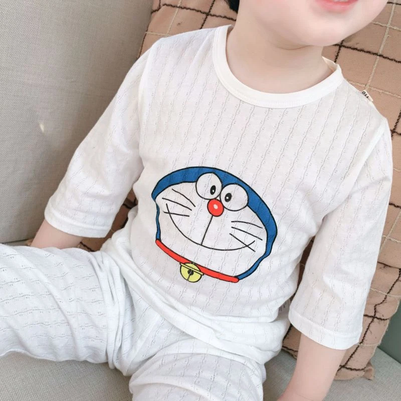 夏季儿童家居服套装亲肤柔软棉男宝宝睡衣薄款男女童空调服七分袖